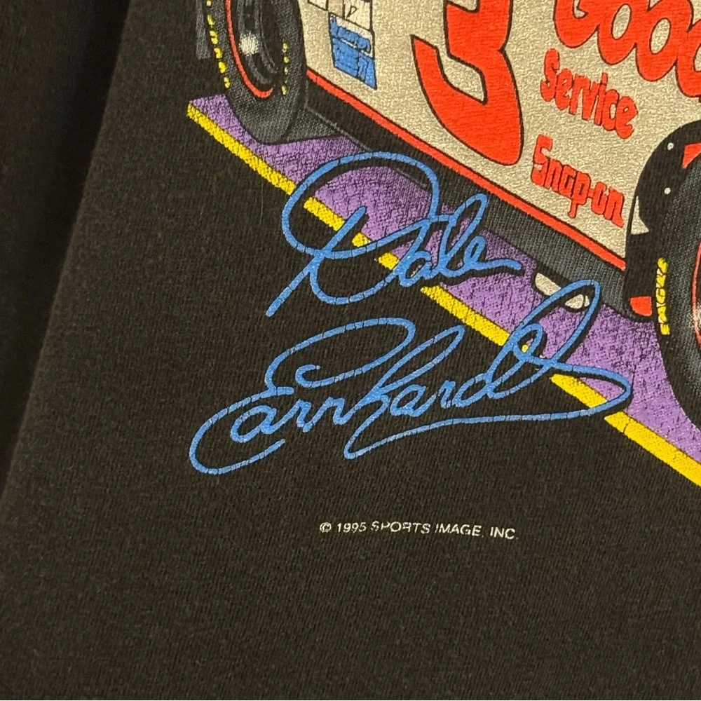 NASCAR Vintage Dale Earnhardt One Hot Silver Night Graphic Single Stich Tee 1995